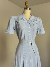 Load image into Gallery viewer, vintage 1930s 40s striped cotton dress {s/m}