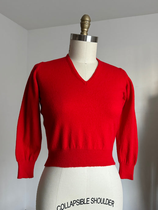 vintage 1940s red wool sweater {xs-s}