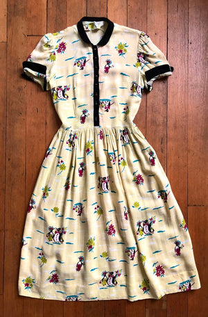 vintage 1940s novelty Penguin dress
