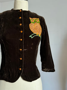 vintage 1940s Owl top {xs}