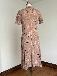 vintage 1940s novelty Giraffe rayon dress {m}