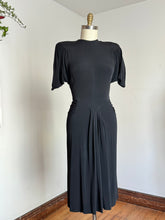 Load image into Gallery viewer, vintage 1940s black rayon Dorothy O’Hara dress {s}
