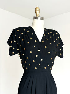 vintage 1940s studded rayon dress {xs}