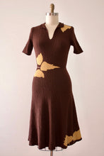 Load image into Gallery viewer, vintage 1950s novelty knit leaf dress