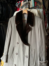 Load image into Gallery viewer, vintage 1940s double breasted quilted lined overcoat with half belt
