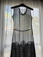 Load image into Gallery viewer, vintage 1930s black sheer silk lace dress {xs/s}