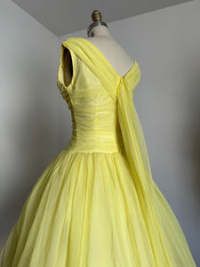 vintage 1960s yellow chiffon party dress {s}