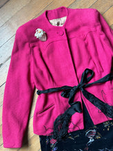 Load image into Gallery viewer, vintage 1940s fuchsia pink wool jacket {XXL}