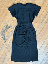 Load image into Gallery viewer, vintage 1940s black rayon dress {m}
