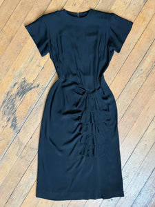 vintage 1940s black rayon dress {m}