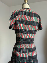 Load image into Gallery viewer, vintage 1940s rayon abstract print dress {xs}