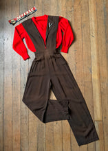 Load image into Gallery viewer, vintage 1940s brown wool overalls {xxs} JUNIORS