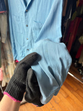 Load image into Gallery viewer, vintage 1950s blue rayon long sleeve shirt - loop collar