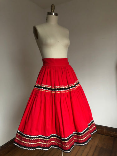 vintage 1950s red skirt {L}