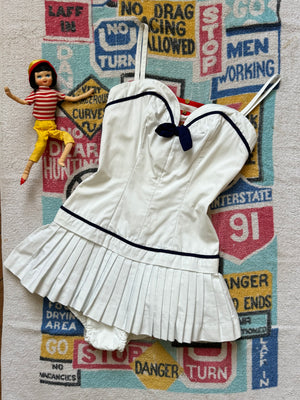 vintage 1950s nautical swimsuit by Petti {xs}