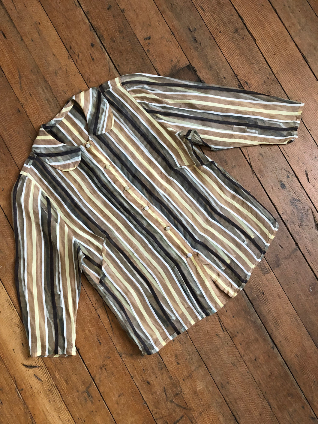 vintage 1950s sheer striped top {s}