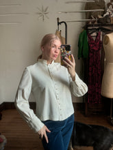 Load image into Gallery viewer, vintage 1960s silver metallic blouse {L}