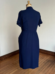 vintage 1940s navy rayon dress {XL/1X}