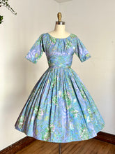 Load image into Gallery viewer, RARE vintage 1950s Marc Chagall novelty Evening Enchantment cotton dress {xs}