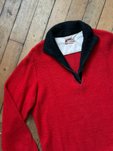 Load image into Gallery viewer, vintage 1950s red fuzzy pullover quarter zip sweater