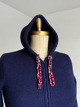 Load image into Gallery viewer, vintage 1960s hooded knit zip up sweater {m-2X}