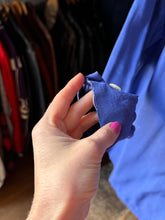 Load image into Gallery viewer, vintage 1950s blue long sleeve rayon shirt