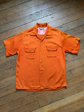 Load image into Gallery viewer, vintage 1950s orange rayon shirt