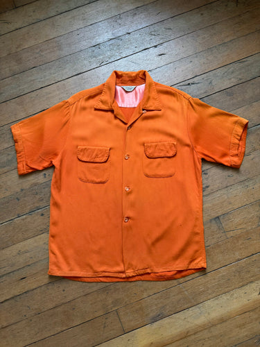 vintage 1950s orange rayon shirt