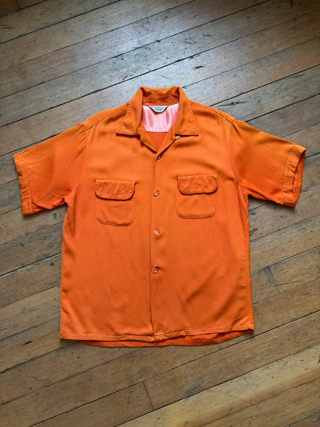 vintage 1950s orange rayon shirt