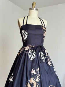 vintage 1970s Malia leaf sun dress {m}