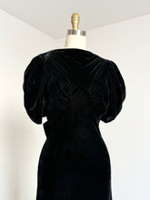 Load image into Gallery viewer, vintage 1930s black velvet gown {xs/s}