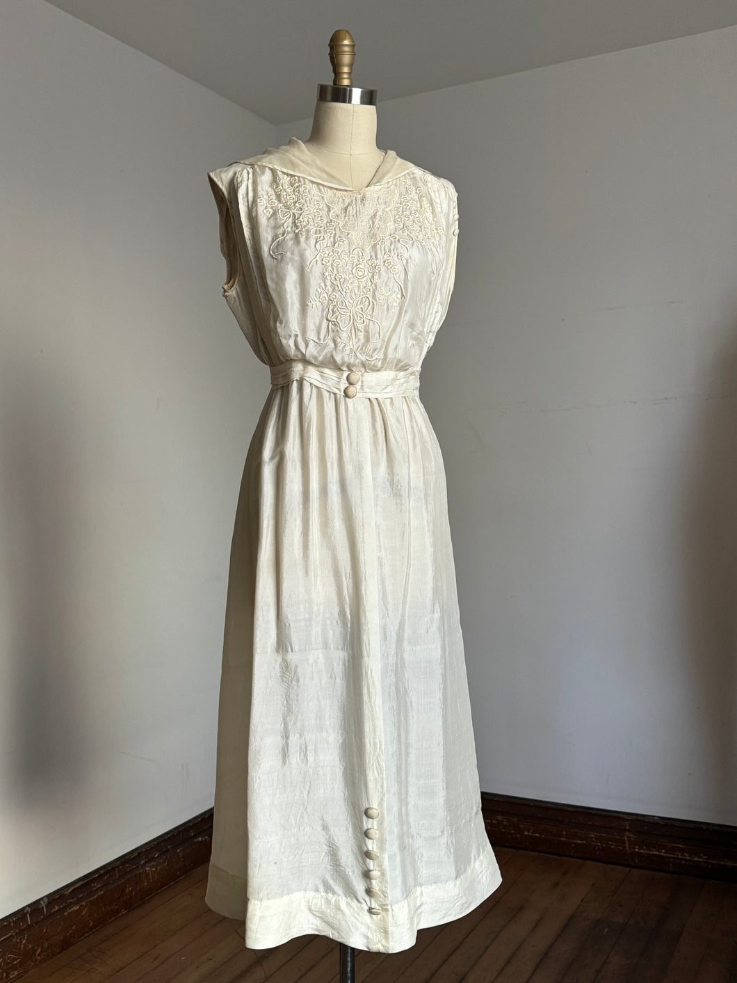 antique Edwardian silk white gown {xs}