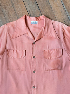 vintage 1950s long sleeve rayon shirt - loop collar