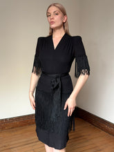 Load image into Gallery viewer, vintage 1940s black tassel dress {xs}