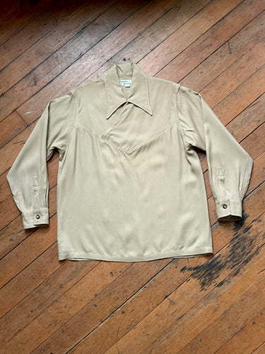 vintage 1940s 50s rayon pullover shirt rogue-shirt style