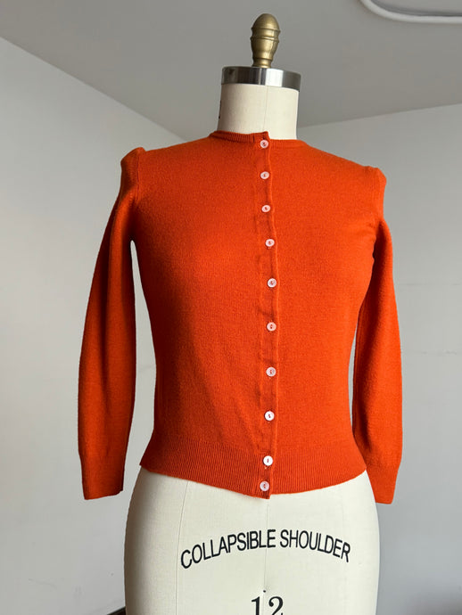 vintage 1950s orange wool cardigan {xs-m}