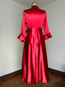 vintage 1940s liquid satin dressing gown robe {m}