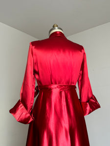 vintage 1940s liquid satin dressing gown robe {m}