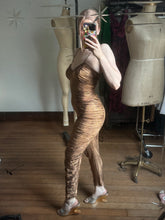 Load image into Gallery viewer, vintage 1980s Frederick’s of Hollywood gold jumpsuit {s}