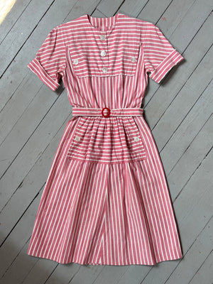 vintage 1940s 50s cotton striped dress {xxs}