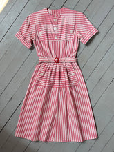 Load image into Gallery viewer, vintage 1940s 50s cotton striped dress {xxs}