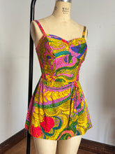 Load image into Gallery viewer, vintage 1960s floral pink Hawaiian sarong romper {s-m}