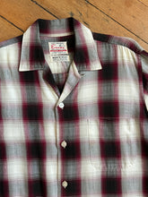 Load image into Gallery viewer, vintage 1950s shadow plaid long sleeve shirt - loop collar