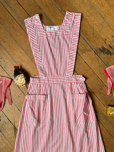vintage 1970s does 40s candy striper pinstripe pinafore {xs-s}
