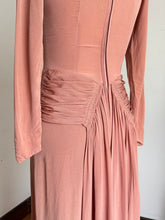 Load image into Gallery viewer, vintage 1940s pale peach rayon gown {s/m}