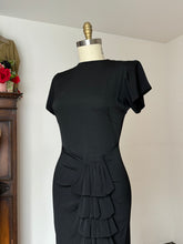 Load image into Gallery viewer, vintage 1940s black rayon dress {m}