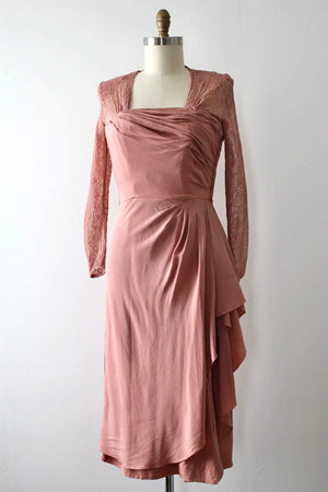 vintage 1940s rayon and lace dress