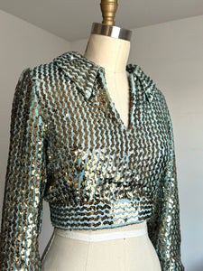 vintage 1960s sequin crop top {s}