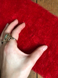 vintage 1960s red mohair shaggy cardigan