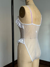 Load image into Gallery viewer, vintage 1980s little hearts bodysuit teddy lingerie {xs/s}